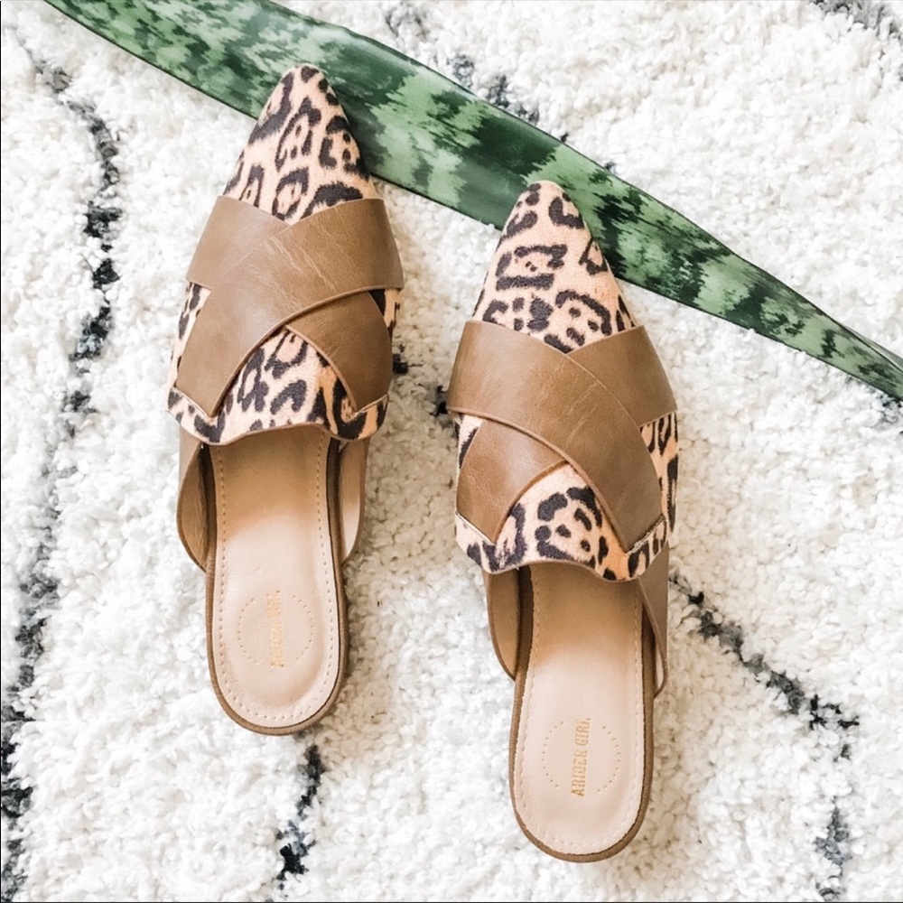 Matisse Jackyln Madewell Dolce Vita Tan Leopard Mule Slip on Flats Sz 8.5